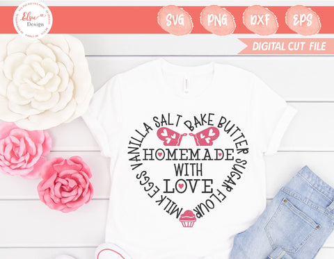 Valentine's Baking - Homemade With Love - SVG, PNG, DXF, EPS SVG Elsie Loves Design 