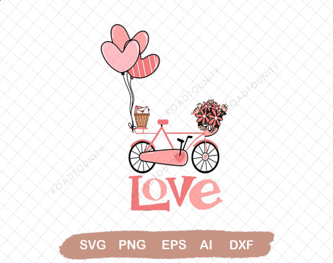 Valentines bicycle SVG file, bicycle sublimation file SVG DiamondDesign 