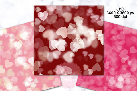 Valentines Bokeh Digital Papers Backgrounds Set Digital Pattern SineDigitalDesign 