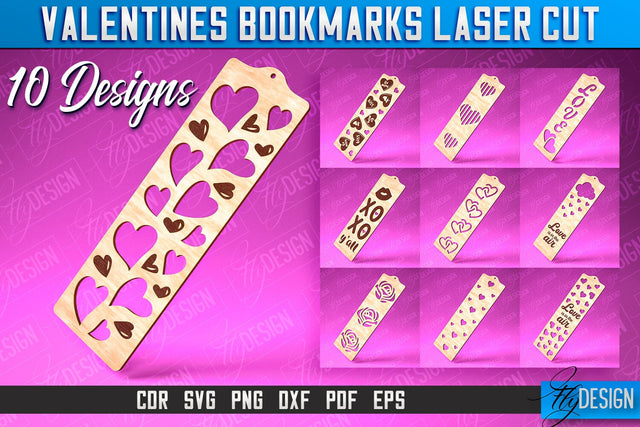 Valentines Bookmarks Laser Cut | Bookmark SVG | Book Lover SVG Fly Design 