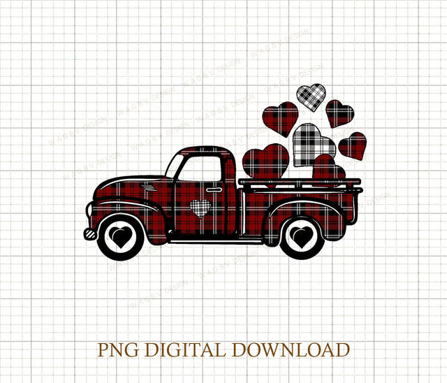 Valentines buffalo plaid Truck PNG,Valentines Day PNG For Woman,Heart PNG,Cute Valentine PNG,Cute Valentine ,Valentines Day Gift Sublimation DiamondDesign 