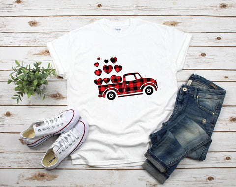 Valentine's Buffalo Plaid Truck SVG - 4 Designs SVG HappyDesignStudio 
