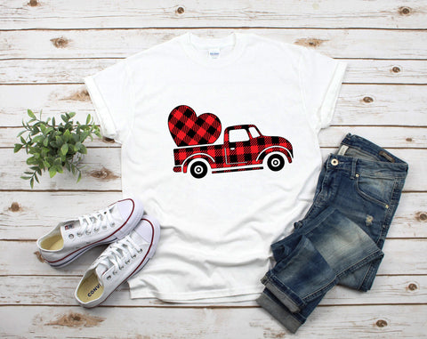 Valentine's Buffalo Plaid Truck SVG - 4 Designs SVG HappyDesignStudio 