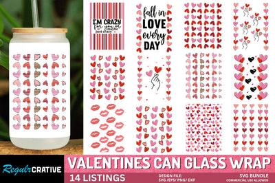 Valentines Can Glass Wrap SVG Bundle SVG Regulrcrative 