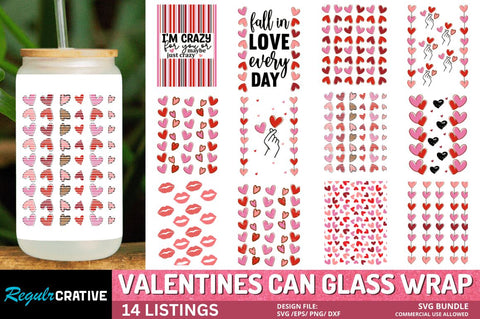 Valentines Can Glass Wrap SVG Bundle SVG Regulrcrative 
