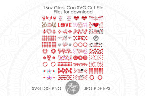 Valentines Can Glass Wrap SVG file bundle SVG Artisan Craft SVG 