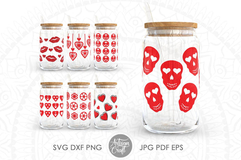 Valentines Can Glass Wrap SVG file bundle SVG Artisan Craft SVG 