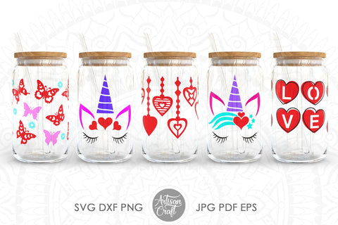 Valentines Can Glass Wrap SVG file bundle SVG Artisan Craft SVG 