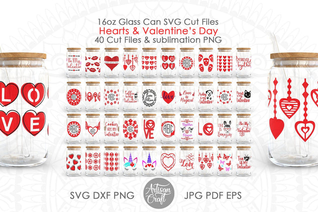Valentines Can Glass Wrap SVG file bundle SVG Artisan Craft SVG 