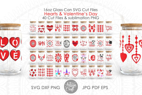 Valentines Can Glass Wrap SVG file bundle SVG Artisan Craft SVG 