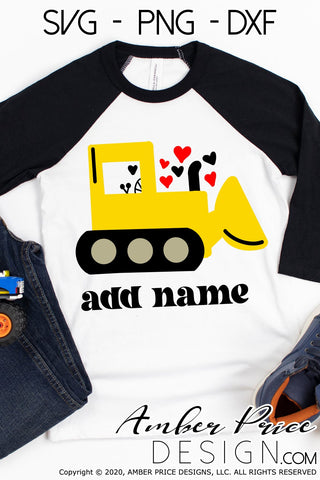 Valentine's Construction Digger SVG | Cute Valentine's Day SVG PNG DXF | Personalizable Valentine's Day Shirt SVG | Kid's / Boy's Valentine's SVGs | Amber Price Design SVG Amber Price Design 
