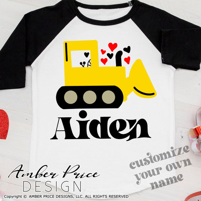Valentine's Construction Digger SVG | Cute Valentine's Day SVG PNG DXF | Personalizable Valentine's Day Shirt SVG | Kid's / Boy's Valentine's SVGs | Amber Price Design SVG Amber Price Design 