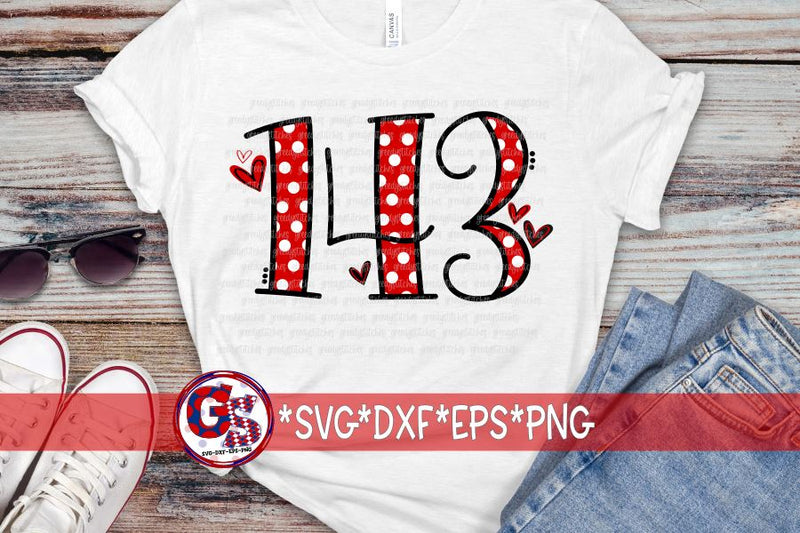 Valentine's Day 143 I Love You SVG DXF EPS PNG SVG Greedy Stitches 