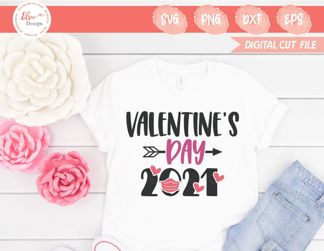 Valentine's Day 2021 - Mask Version - SVG, PNG, DXF, EPS SVG Elsie Loves Design 