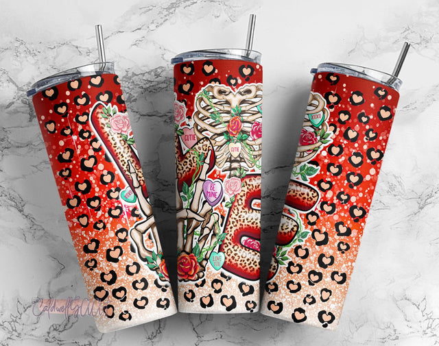 Valentines Day 20oz Skinny Tumbler PNG Sublimation Design, Tumbler Design, Digital Download, Tumbler Template Commercial Use Sublimation CaldwellArt 
