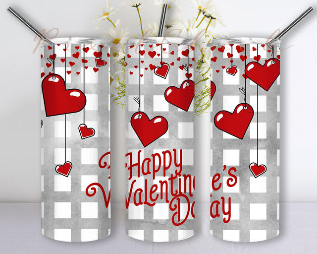 Valentines Day 20oz Skinny Tumbler PNG Wrap, Seamless Tumbler Sublimation Design, Straight & Tapered Sublimation PixelChick 