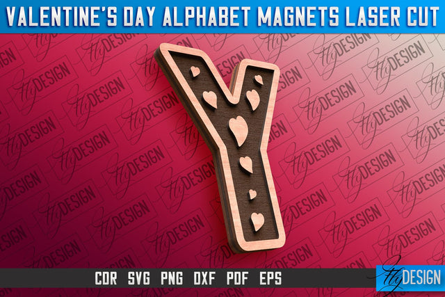 Valentine's Day Alphabet Magnet Laser Cut SVG | Magnet Laser Cut SVG Fly Design 