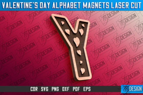 Valentine's Day Alphabet Magnet Laser Cut SVG | Magnet Laser Cut SVG Fly Design 