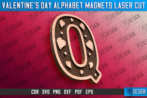 Valentine's Day Alphabet Magnet Laser Cut SVG | Magnet Laser Cut SVG Fly Design 