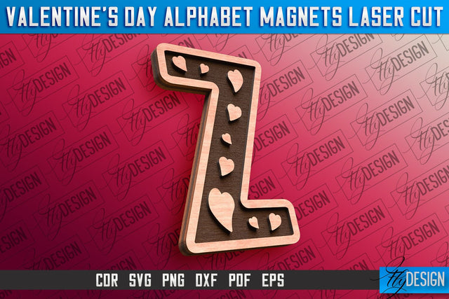 Valentine's Day Alphabet Magnet Laser Cut SVG | Magnet Laser Cut SVG Fly Design 