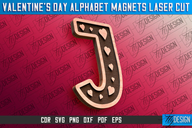 Valentine's Day Alphabet Magnet Laser Cut SVG | Magnet Laser Cut SVG Fly Design 