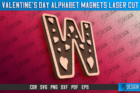 Valentine's Day Alphabet Magnet Laser Cut SVG | Magnet Laser Cut SVG Fly Design 