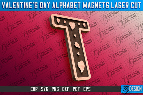 Valentine's Day Alphabet Magnet Laser Cut SVG | Magnet Laser Cut SVG Fly Design 