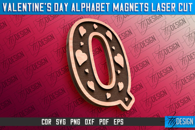Valentine's Day Alphabet Magnet Laser Cut SVG | Magnet Laser Cut SVG Fly Design 