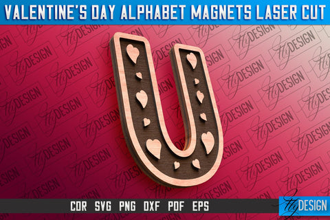 Valentine's Day Alphabet Magnet Laser Cut SVG | Magnet Laser Cut SVG Fly Design 