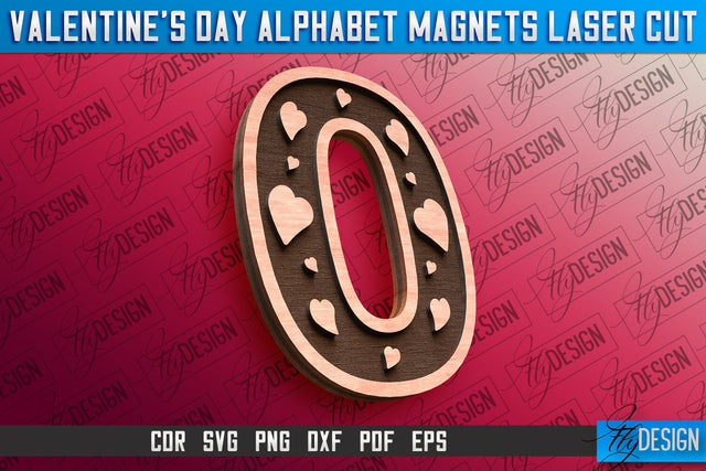 Valentine's Day Alphabet Magnet Laser Cut SVG | Magnet Laser Cut SVG Fly Design 