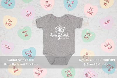 Valentines Day Baby Mockup, Heather Rabbit Skins 4400 Mockup, Baby Bodysuit Mockup Mock Up Photo Honeycomb Mockups 
