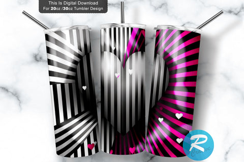 Valentines day Black And White 20 oz / 30 oz Tumbler PNG Sublimation Regulrcrative 