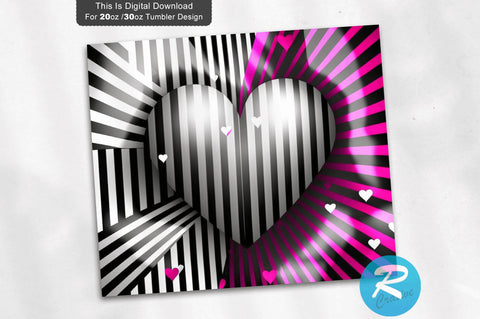 Valentines day Black And White 20 oz / 30 oz Tumbler PNG Sublimation Regulrcrative 