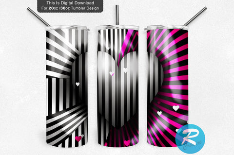 Valentines day Black And White 20 oz / 30 oz Tumbler PNG Sublimation Regulrcrative 