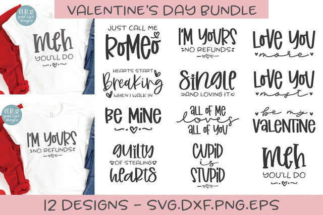 Valentine's Day Bundle - 12 Valentine's Day SVG Designs SVG Grace Lynn Designs 
