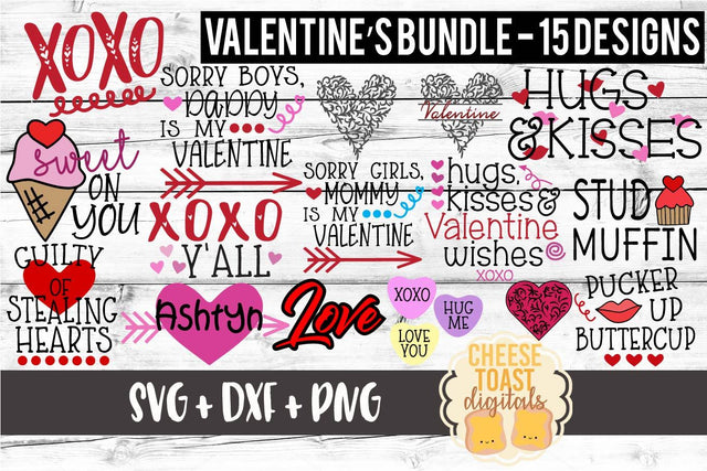 Valentine's Day Bundle - 15 Designs - SVG PNG DXF Cutting Files SVG Cheese Toast Digitals