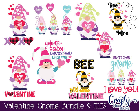Valentine's Day Bundle - Gnome Svg SVG Crafty Mama Studios 