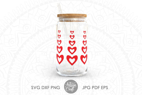 Valentines Day can glass SVG for 16oz beer can glass SVG Artisan Craft SVG 