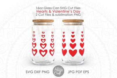 Valentines Day can glass SVG for 16oz beer can glass SVG Artisan Craft SVG 