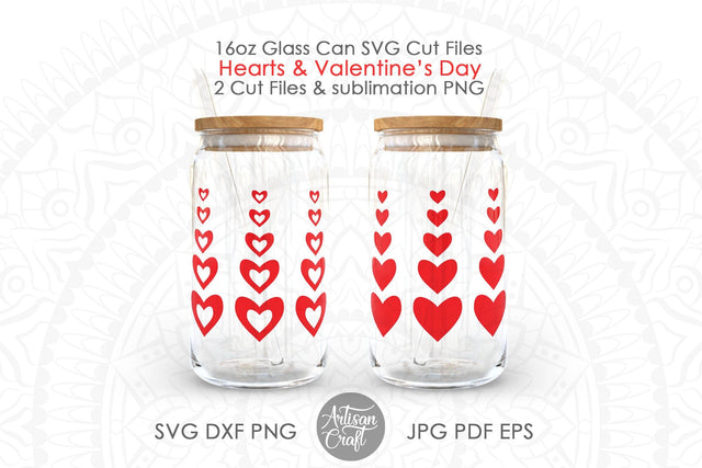Valentines Day can glass SVG for 16oz beer can glass SVG Artisan Craft SVG 
