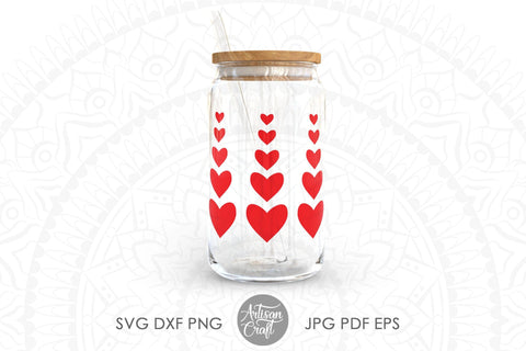 Valentines Day can glass SVG for 16oz beer can glass SVG Artisan Craft SVG 
