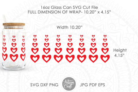 Valentines Day can glass SVG for 16oz beer can glass SVG Artisan Craft SVG 