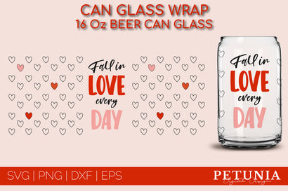 VALENTINES DAY CAN GLASS WRAP SVG | BEER CAN GLASS SVG Petunia Digital Design 