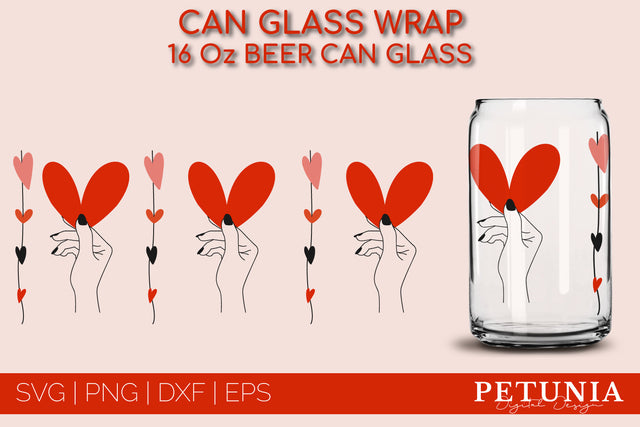 VALENTINES DAY CAN GLASS WRAP SVG | BEER CAN GLASS SVG Petunia Digital Design 
