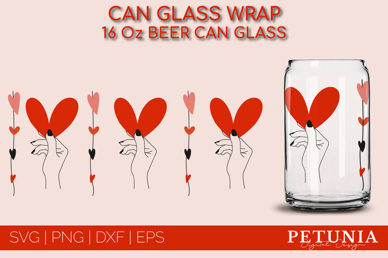 VALENTINES DAY CAN GLASS WRAP SVG | BEER CAN GLASS SVG Petunia Digital Design 