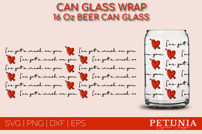 VALENTINES DAY CAN GLASS WRAP SVG | BEER CAN GLASS SVG Petunia Digital Design 