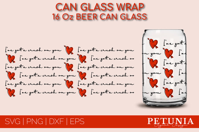 VALENTINES DAY CAN GLASS WRAP SVG | BEER CAN GLASS SVG Petunia Digital Design 