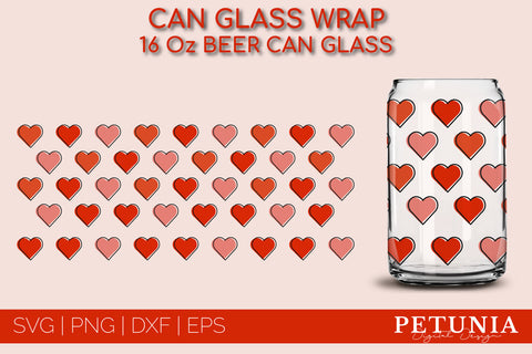 Valentines Day Can Glass Wrap SVG BUNDLE | Beer Can Glass SVG Petunia Digital Design 