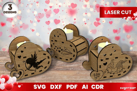 Valentines Day Candle Holder Multilayered Laser Cut File SVG SvgOcean 
