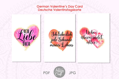 Valentine’s Day cards in German Digital Pattern Artisan Craft SVG 